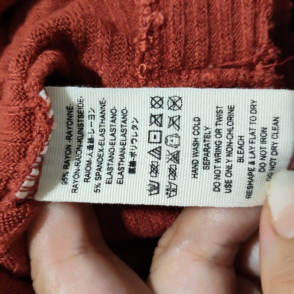 Free People We The Free Lover Ribbed  Open Back Knit Tunic Top in Rust Orange - Picture 7 of 7